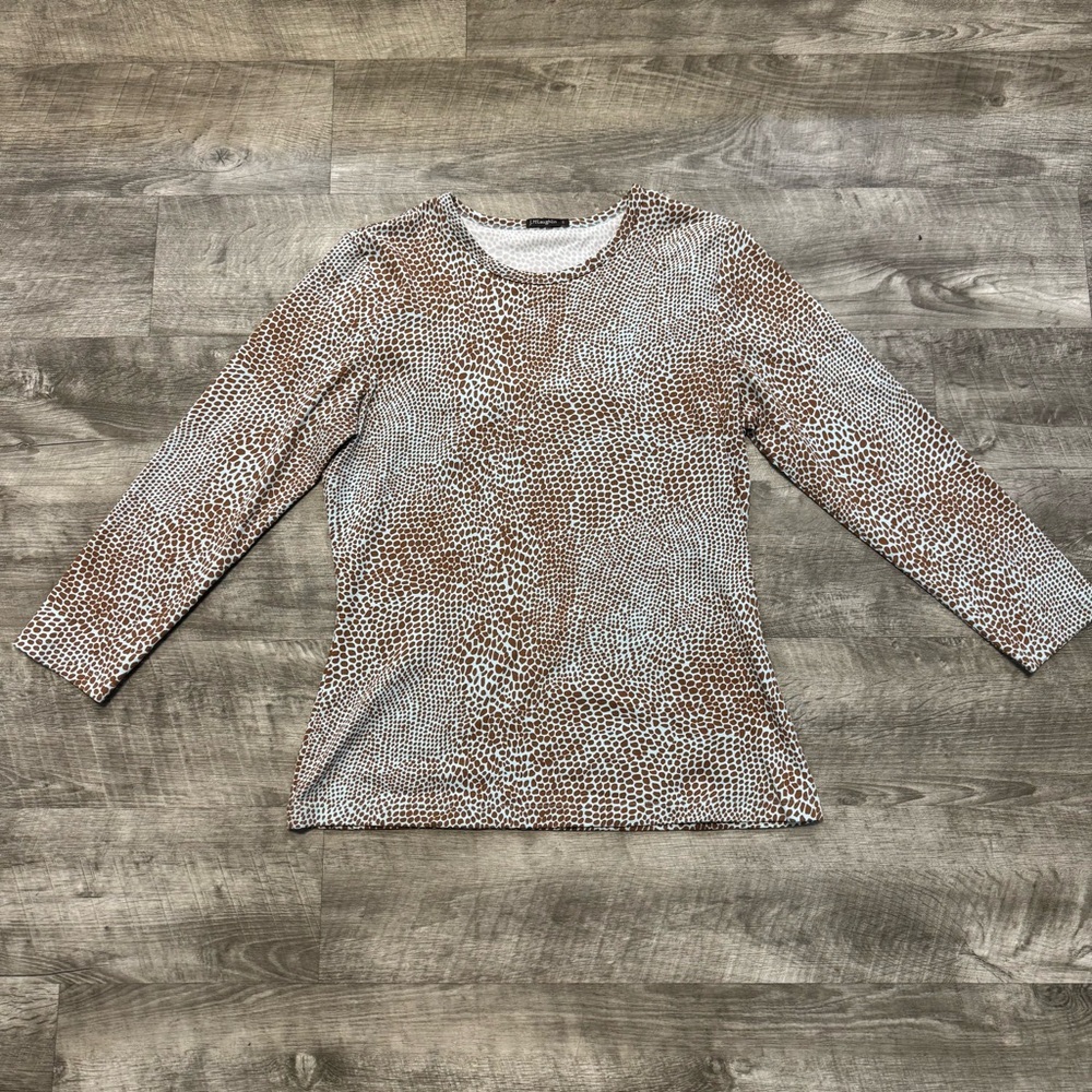 J McLaughlin Womens Small Catalina Cloth Shirt Animal Print 3/4 Sleeve Stretchy